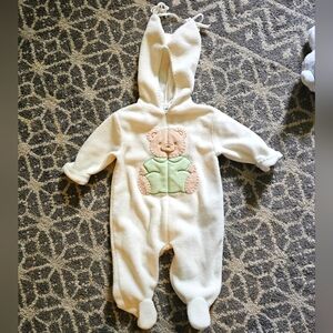 Vintage 90s/00s Baby Teddy Bear Pramsuit Zip-Up Size 6-9 Months MiniWear Fleece